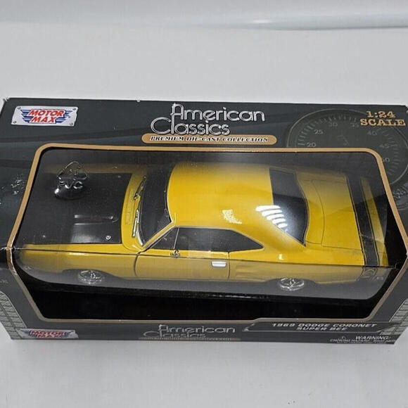 (New) 1969‎ Dodge Coronet Super Bee Yellow Motor Max 1:24 Diecast Model 73315 - Picture 1 of 8